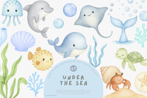 Download Watercolor Under the Sea Clipart Set - Under the sea Collection