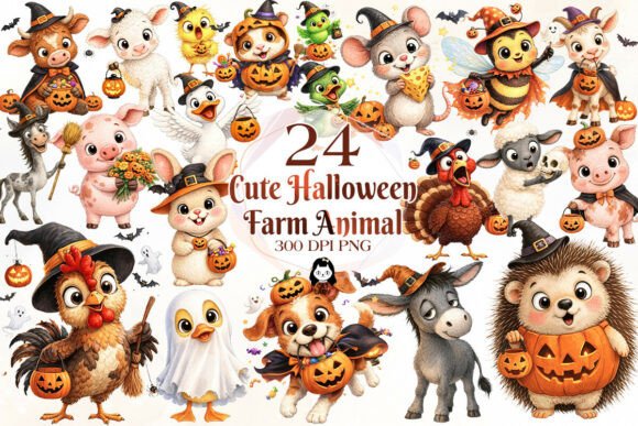 Download Cute Halloween Farm Animal Clipart - Animal clipart Collection