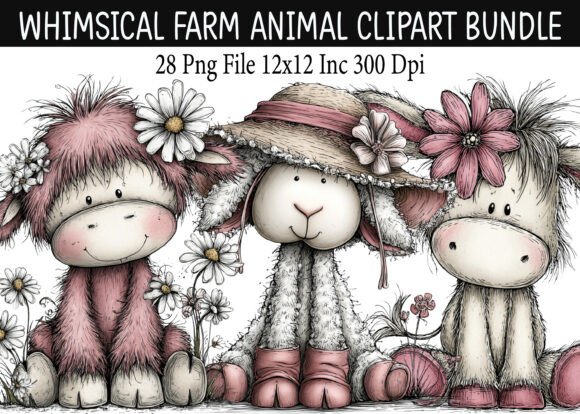 Download Whimsical Farm Animal Clipart Bundle - Animal clipart Collection