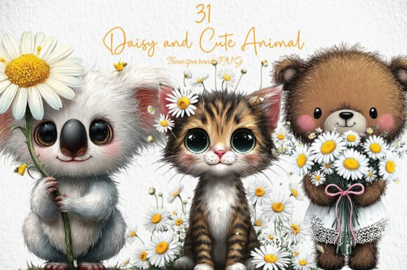 Download Daisy and Cute Animal Clipart PNG - Animal clipart Collection