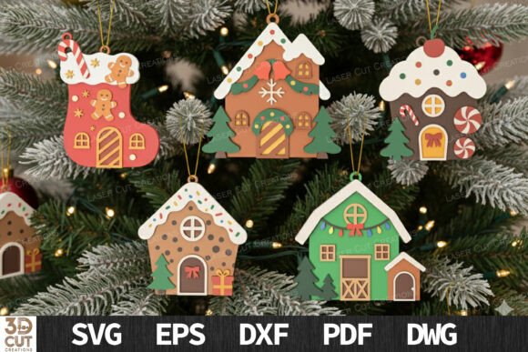Download Gingerbread House Ornament Bundle - Gingerbread house Collection