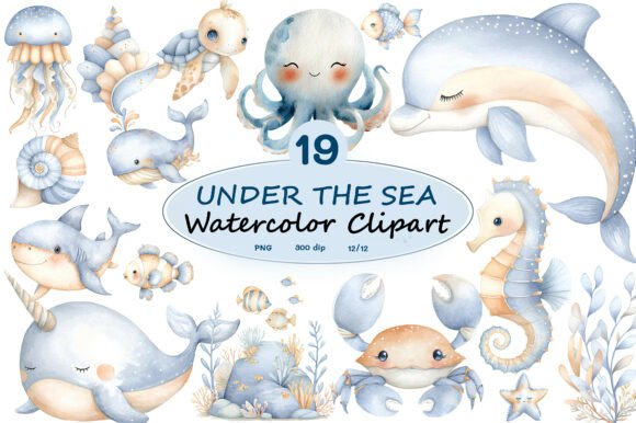 Download Under the Sea Watercolor Clipart PNG - Under the sea Collection