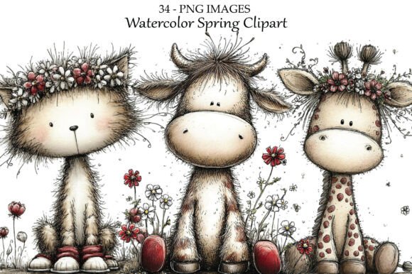 Download Watercolor Spring Farm Animal Clipart - Animal clipart Collection